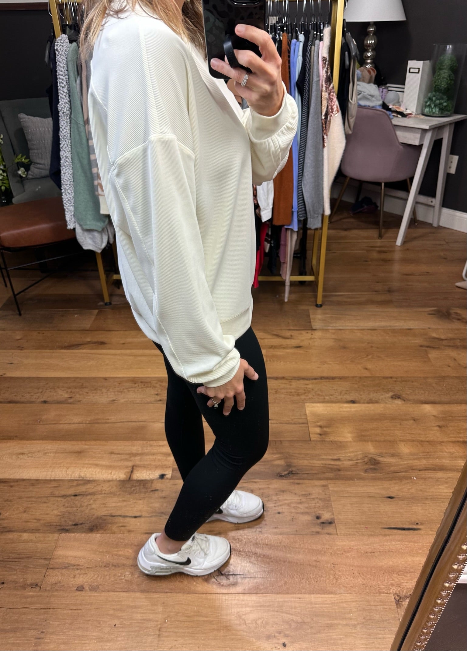 Only The Best Cropped Ribbed Crew Sweatshirt - Bone-Sweaters-Wishlist-Anna Kaytes Boutique, Women's Fashion Boutique in Grinnell, Iowa