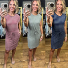 The Maggie Striped Cinch-Waist Dress - Multiple Options-Staccato-Anna Kaytes Boutique, Women's Fashion Boutique in Grinnell, Iowa