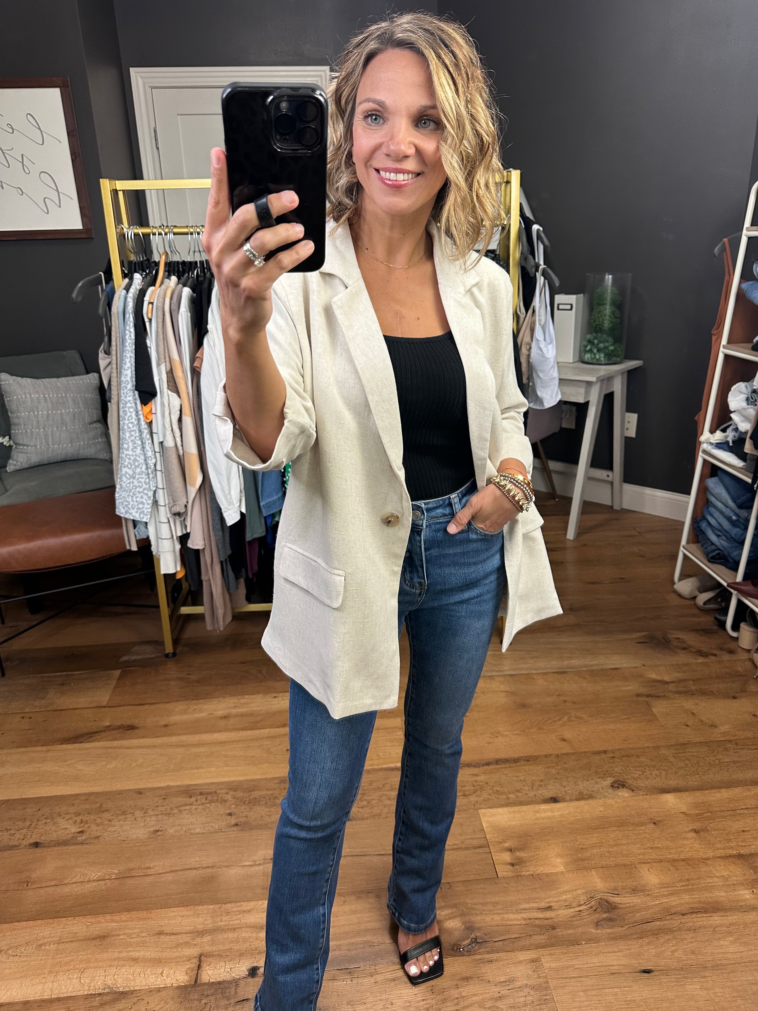 First Directions Linen Boyfriend Fit Blazer - Multiple Options-Blazers-Allie Rose-Anna Kaytes Boutique, Women's Fashion Boutique in Grinnell, Iowa