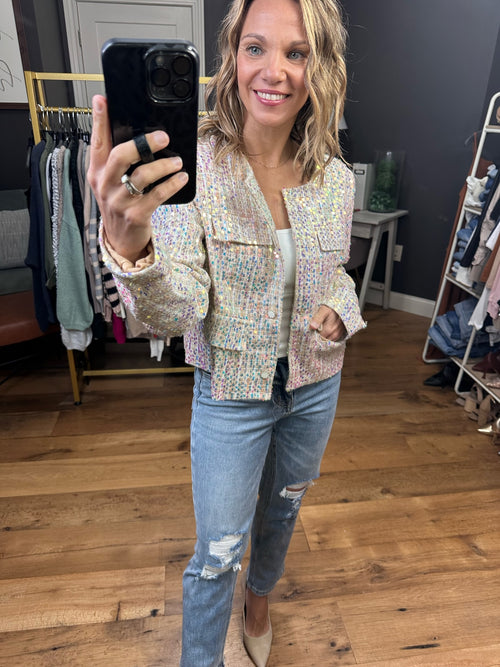 The Right Era Tweed Sequin Button-Down Jacket-Listicle LJ0242-Anna Kaytes Boutique, Women's Fashion Boutique in Grinnell, Iowa