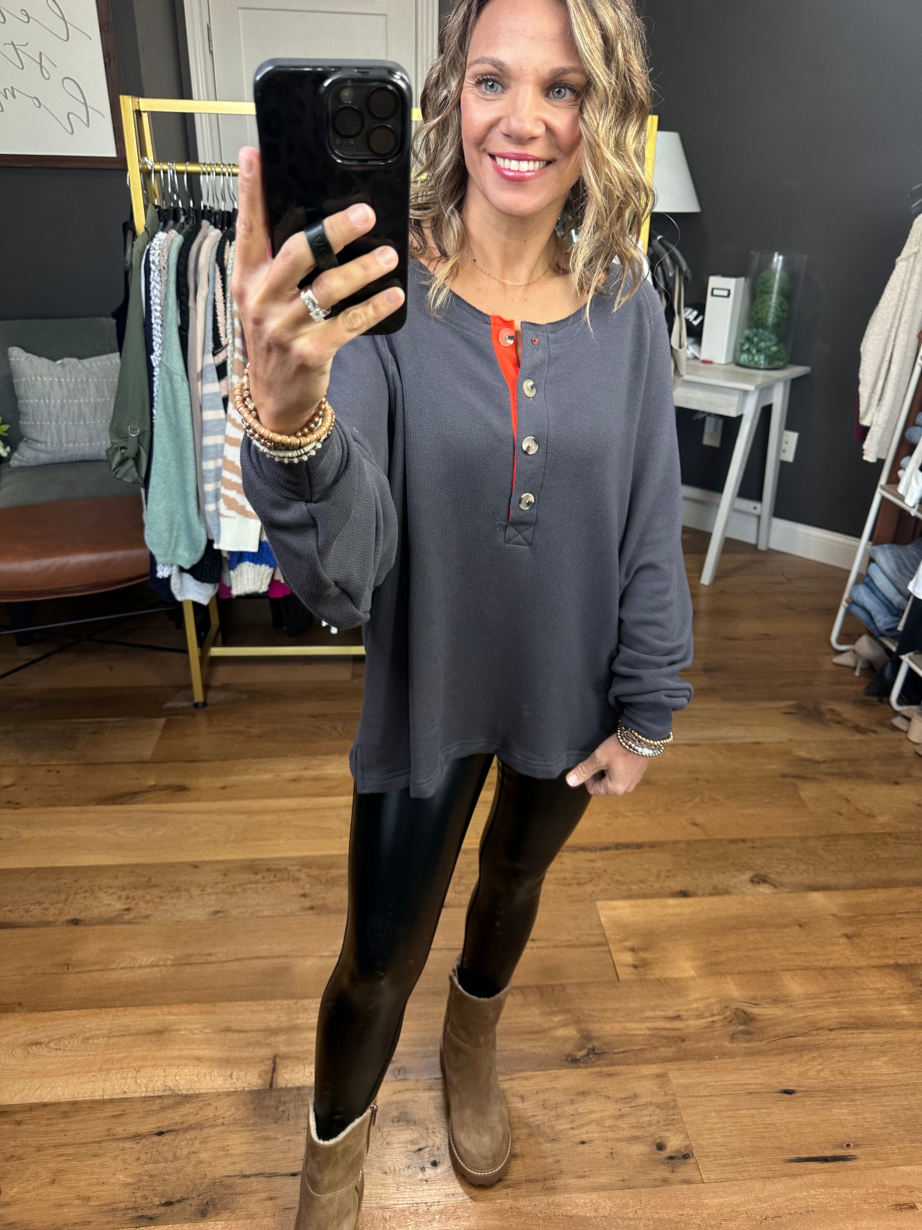 Take It From Me Henley Sweatshirt - Dusk Orange-Sweaters-Bucketlist T2037-Anna Kaytes Boutique, Women's Fashion Boutique in Grinnell, Iowa