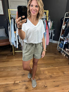 Once In Awhile Pocket Cargo Shorts - Olive-Shorts-Wishlist-Anna Kaytes Boutique, Women's Fashion Boutique in Grinnell, Iowa