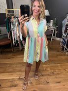 Spring Celebration Striped Contrasting Dress - Lemon Blush-Dresses-Entro-Anna Kaytes Boutique, Women's Fashion Boutique in Grinnell, Iowa