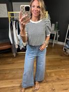 Our Story Striped Balloon Sleeve Top - Black-Jodifl-Anna Kaytes Boutique, Women's Fashion Boutique in Grinnell, Iowa