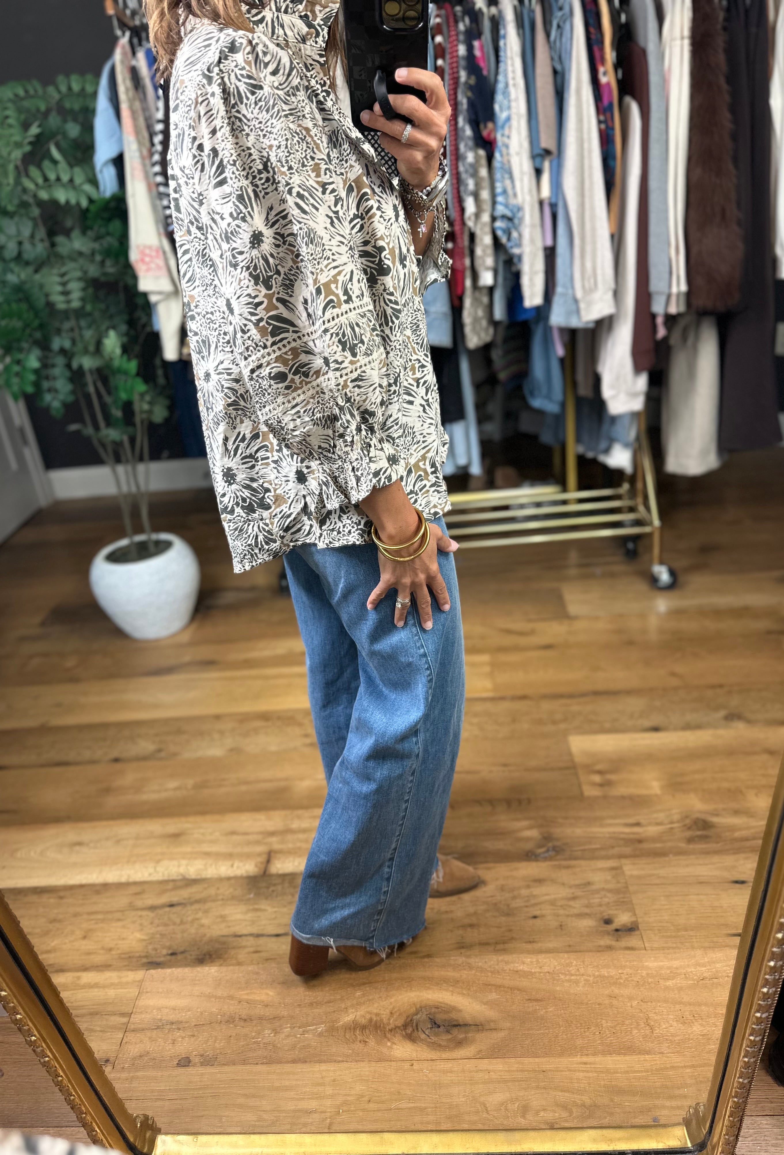 Promise Tomorrow Floral Button-Down Top-Long Sleeves-Umgee-Anna Kaytes Boutique, Women's Fashion Boutique in Grinnell, Iowa
