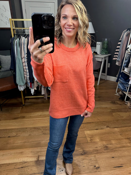Steady Heart Heathered Pocket Crew Sweater - Multiple Options-Zenana TW-227806-Anna Kaytes Boutique, Women's Fashion Boutique in Grinnell, Iowa