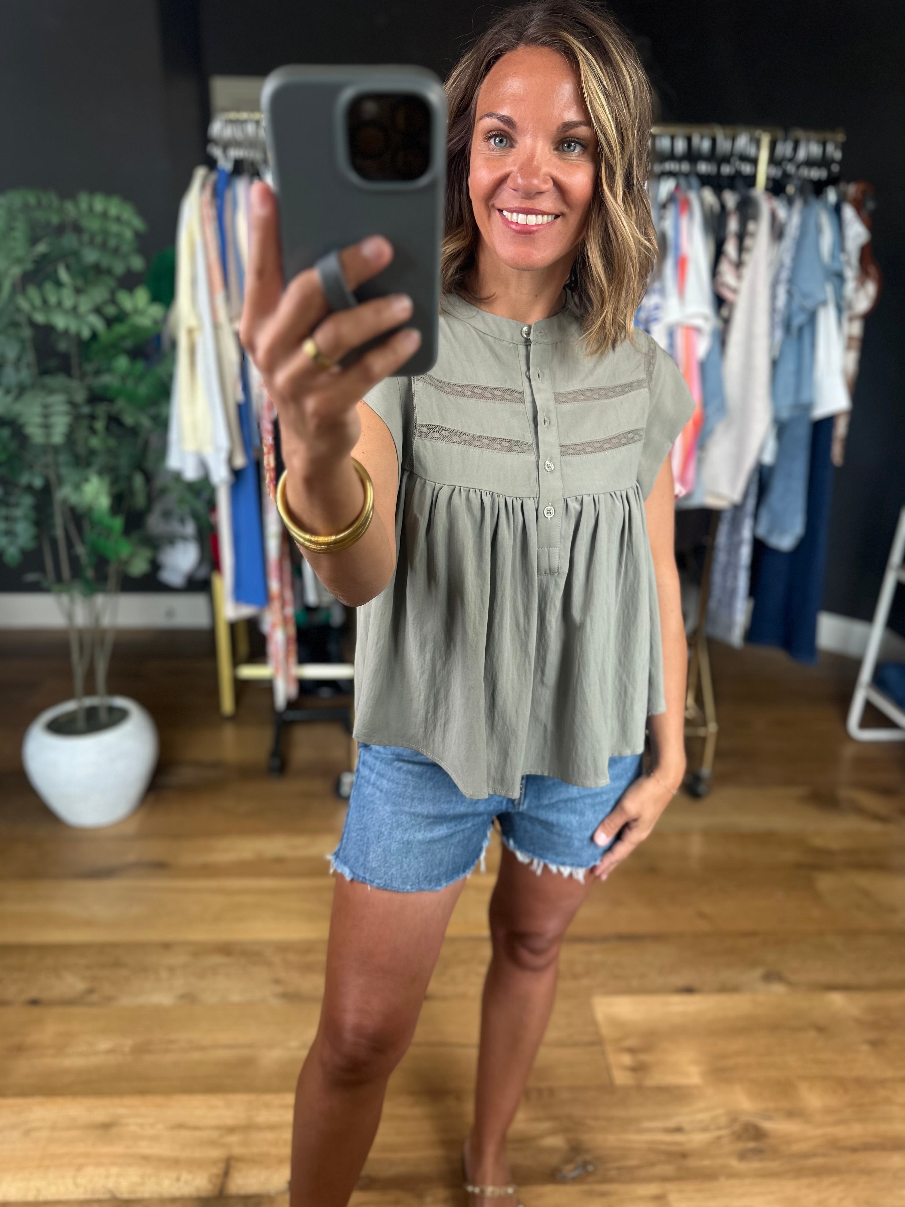 Keep The Peace Eyelet Detail Top-Short Sleeves-She & Sky-Anna Kaytes Boutique, Women's Fashion Boutique in Grinnell, Iowa
