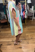 Spring Celebration Striped Contrasting Dress - Lemon Blush-Dresses-Entro-Anna Kaytes Boutique, Women's Fashion Boutique in Grinnell, Iowa