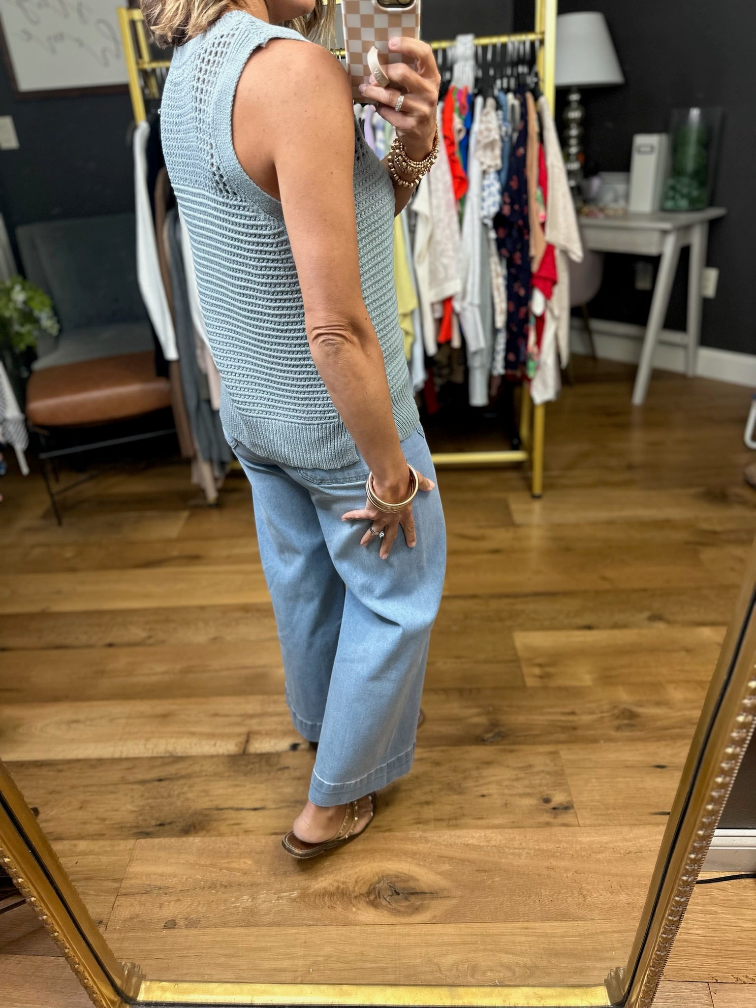 By My Moonlight Knit Top - Dusty Blue-Staccato-Anna Kaytes Boutique, Women's Fashion Boutique in Grinnell, Iowa
