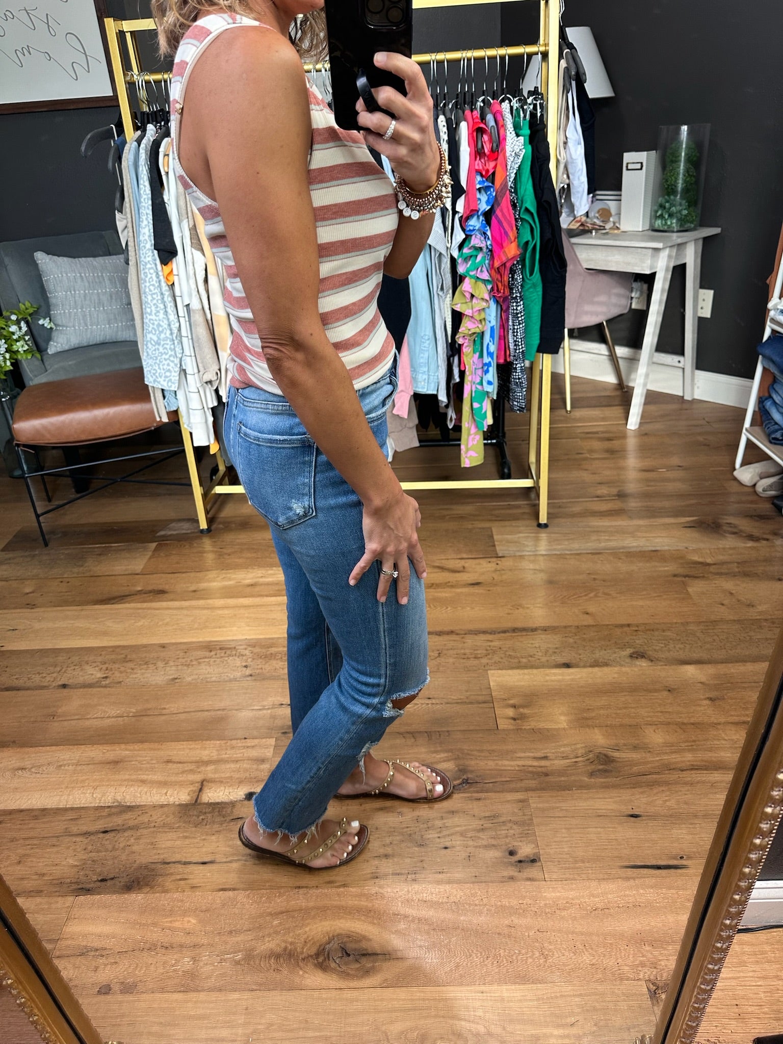 Long Road Ahead Striped Tank - Brick-Sleeveless-Wishlist-Anna Kaytes Boutique, Women's Fashion Boutique in Grinnell, Iowa