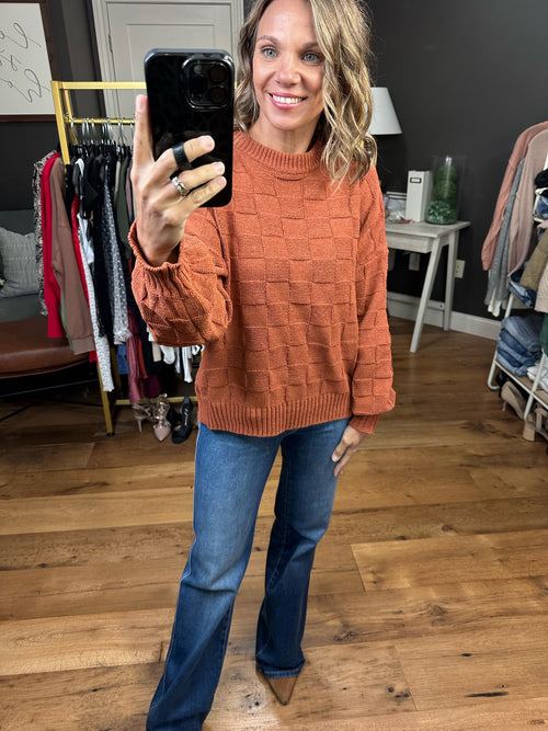 All Together Now Textured Sweater - Rust-Very J 12W2915N-Anna Kaytes Boutique, Women's Fashion Boutique in Grinnell, Iowa