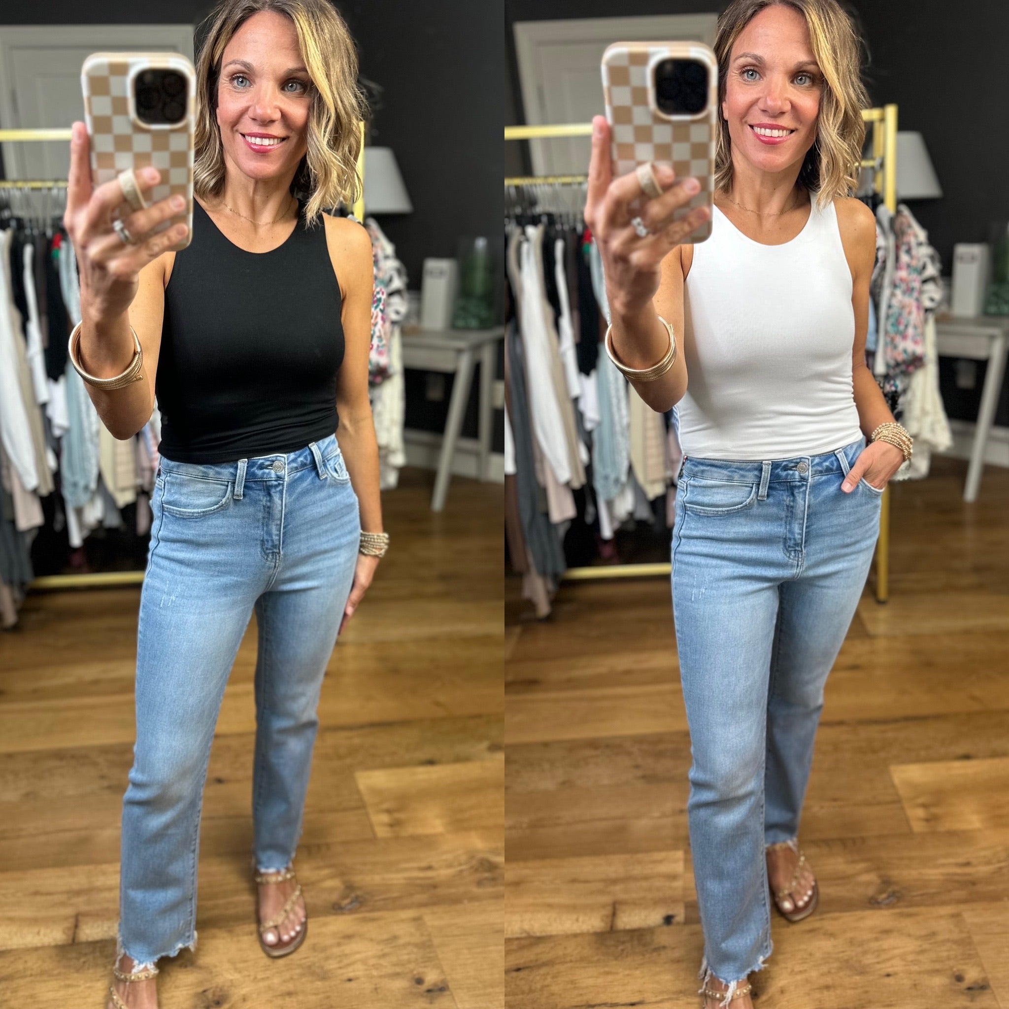 For The Best Double Layered High-Neck Cropped Tank-Sleeveless-Be Cool-Anna Kaytes Boutique, Women's Fashion Boutique in Grinnell, Iowa