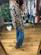 Place To Be Paisley V-Neck Top-Long Sleeves-Umgee-Anna Kaytes Boutique, Women's Fashion Boutique in Grinnell, Iowa