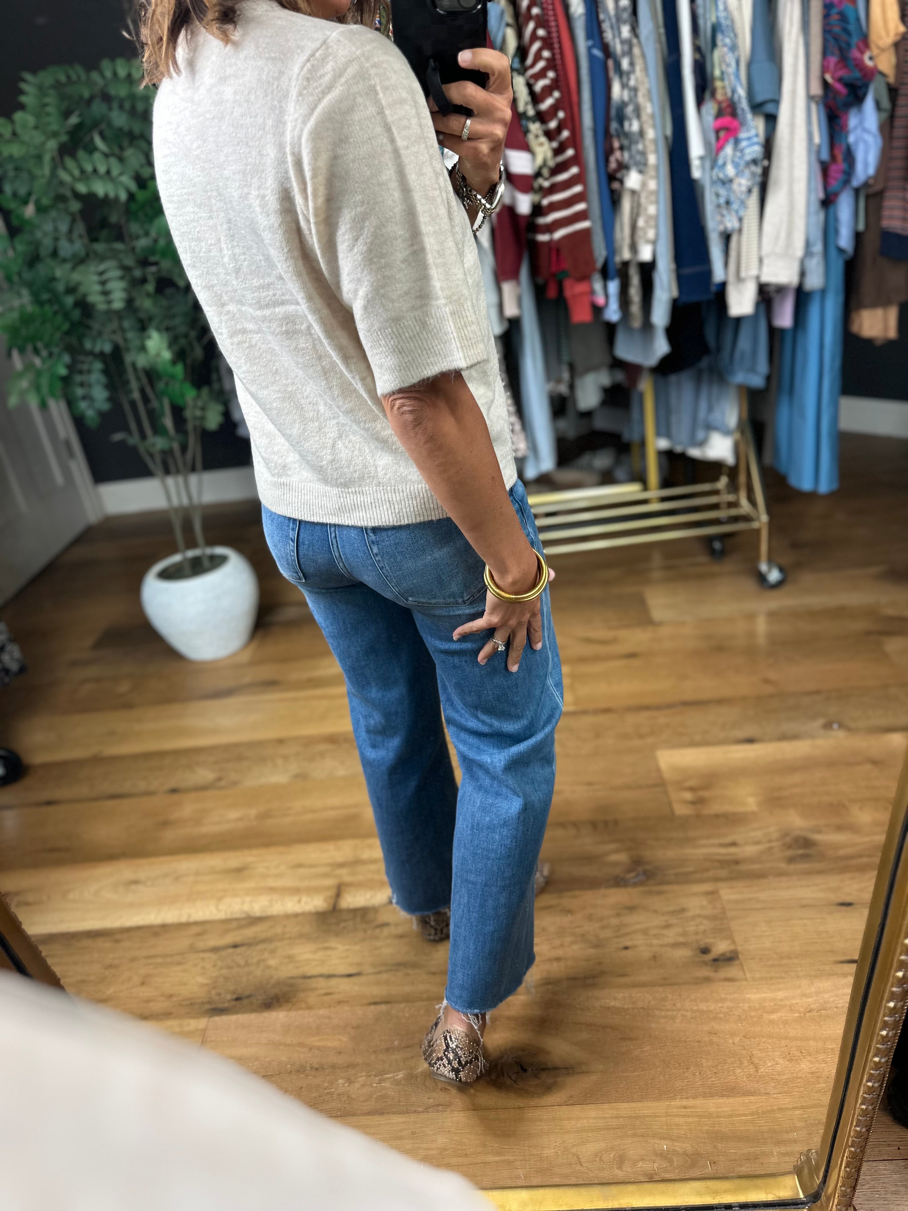 On The Record Knit Top-Short Sleeves-Blu Pepper-Anna Kaytes Boutique, Women's Fashion Boutique in Grinnell, Iowa
