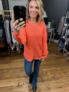 Beside The Fact Coral Knit Sweater - Coral-Sweaters-Zenana TW-3416D4-Anna Kaytes Boutique, Women's Fashion Boutique in Grinnell, Iowa