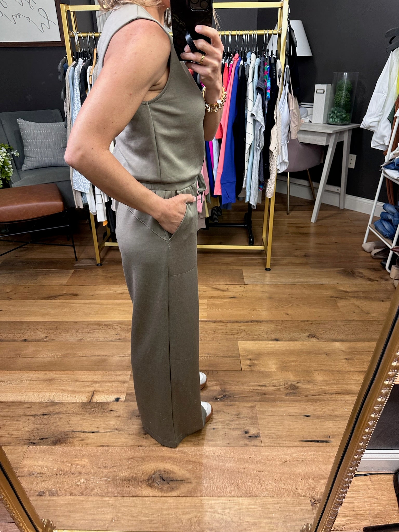 Someday I Will Tie Waist Jumpsuit - Olive-Jumpsuits-Anna Kaytes Boutique-Anna Kaytes Boutique, Women's Fashion Boutique in Grinnell, Iowa