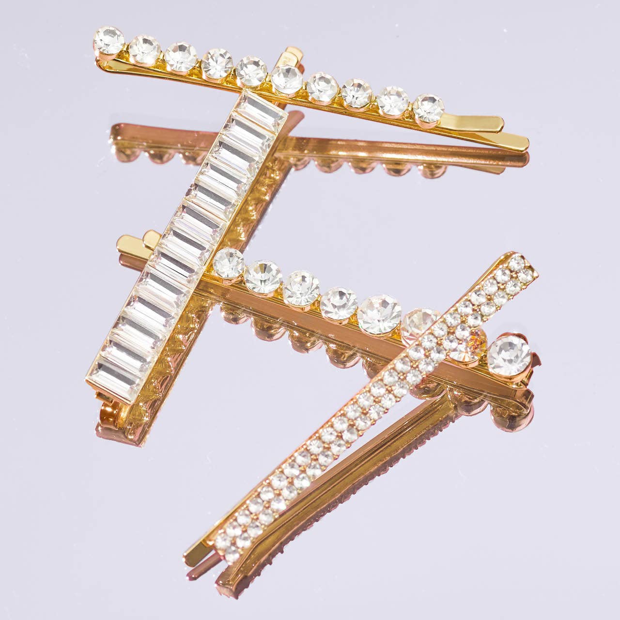 Metal Rhinestone Assorted Bobby Pins 4pc Set - Gold-KITSCH-Anna Kaytes Boutique, Women's Fashion Boutique in Grinnell, Iowa