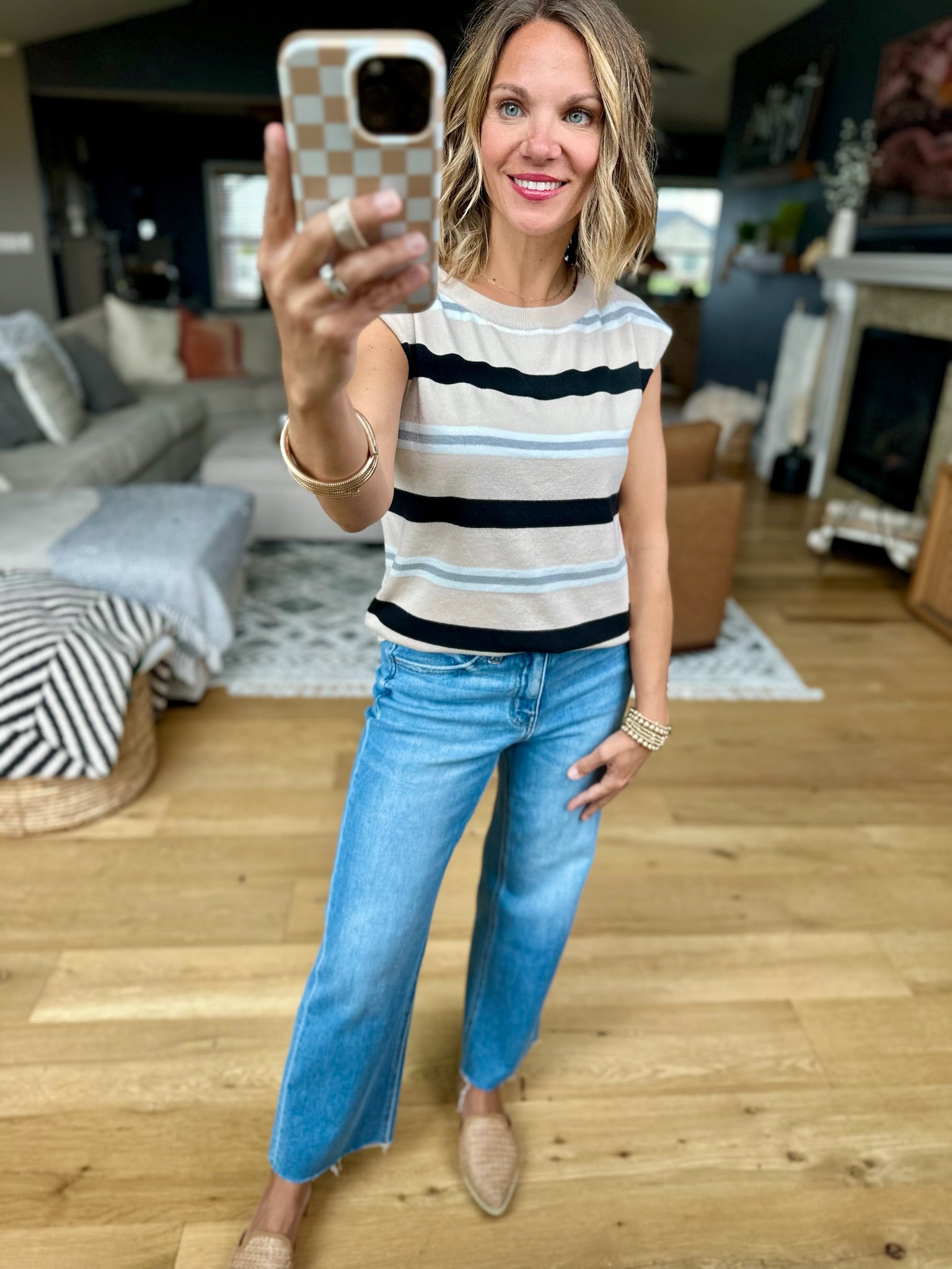 On And On Striped Top - Taupe-Staccato-Anna Kaytes Boutique, Women's Fashion Boutique in Grinnell, Iowa