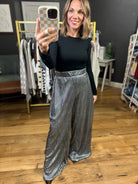 Hours Go By High-Waisted Lurex Pant - Black-Glam-Anna Kaytes Boutique, Women's Fashion Boutique in Grinnell, Iowa