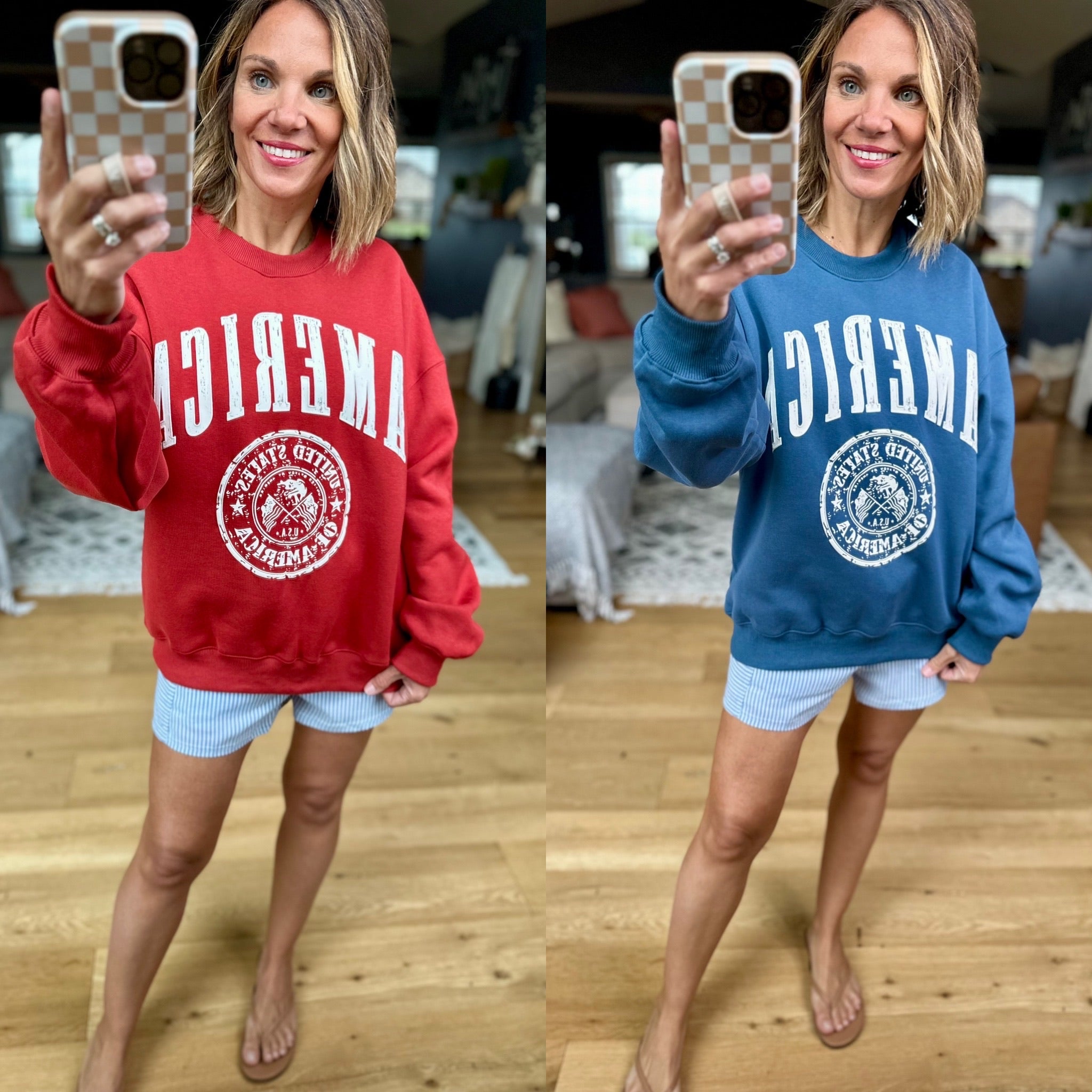 America Crewneck Sweatshirt - Multiple Options-Bucketlist-Anna Kaytes Boutique, Women's Fashion Boutique in Grinnell, Iowa