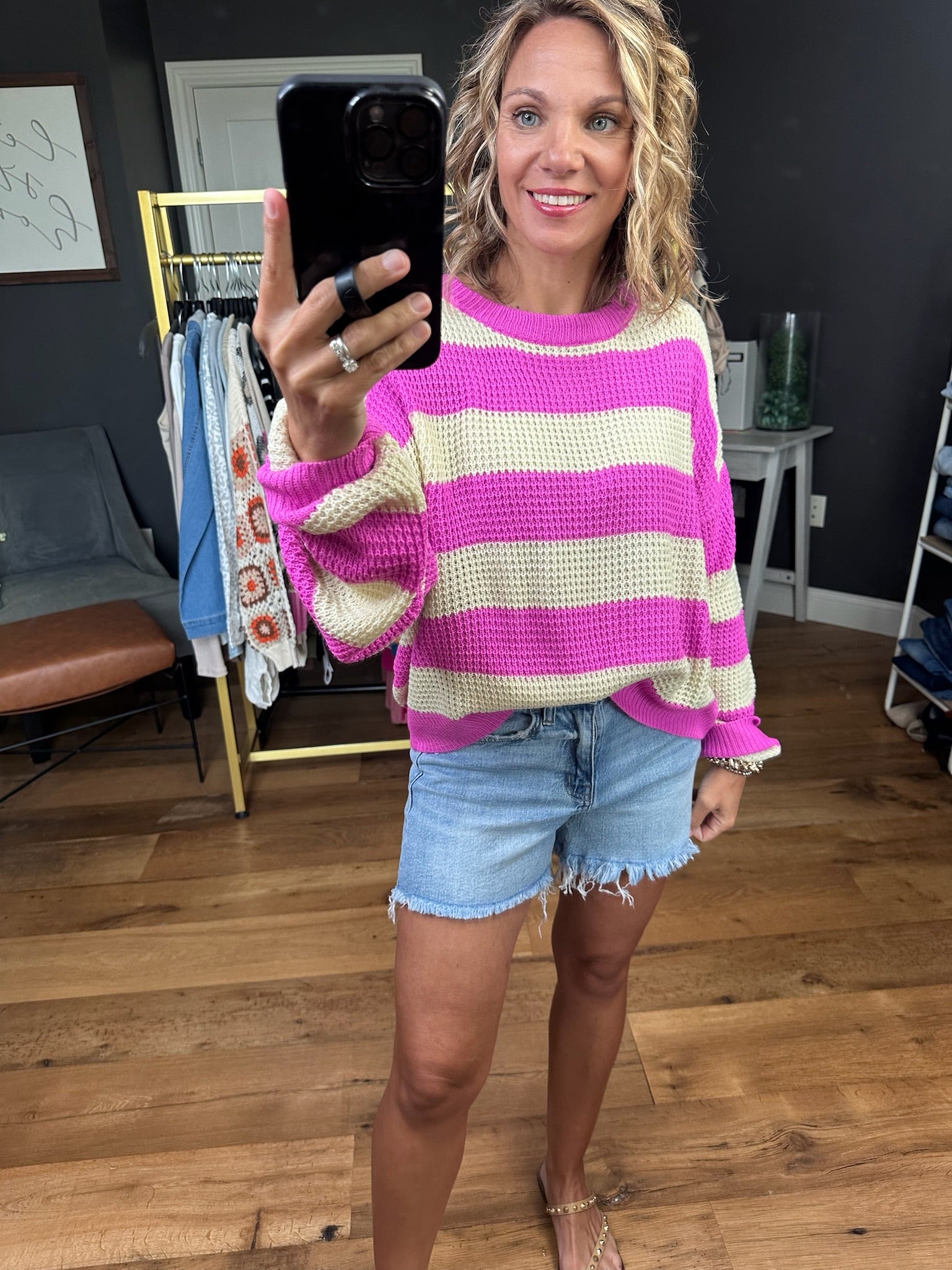 Set the Record Striped Boxy Knit Sweater - Multiple Options-La Miel-Anna Kaytes Boutique, Women's Fashion Boutique in Grinnell, Iowa