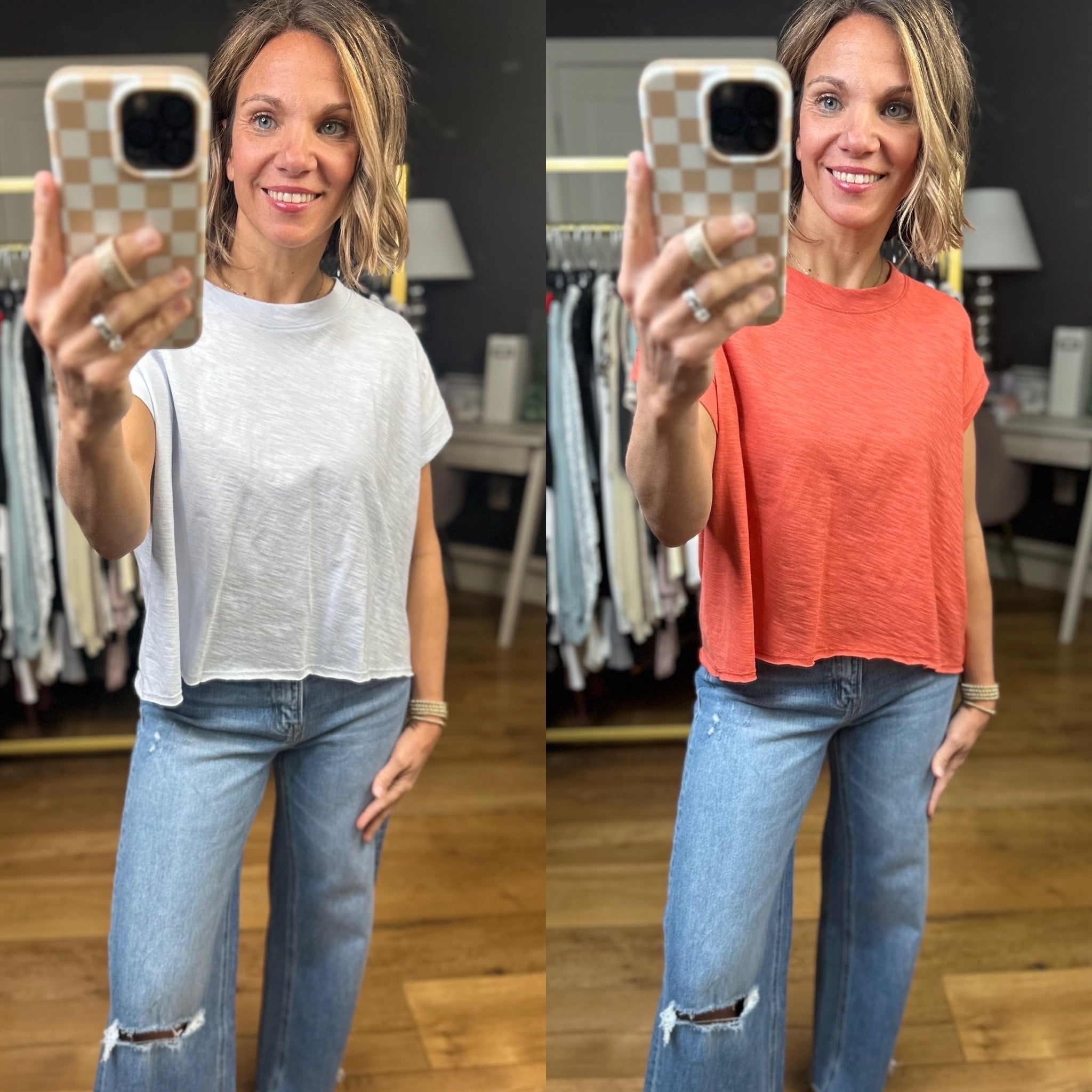 Let This Go Slub-Knit Tee - Multiple Options-Wasabi & Mint-Anna Kaytes Boutique, Women's Fashion Boutique in Grinnell, Iowa