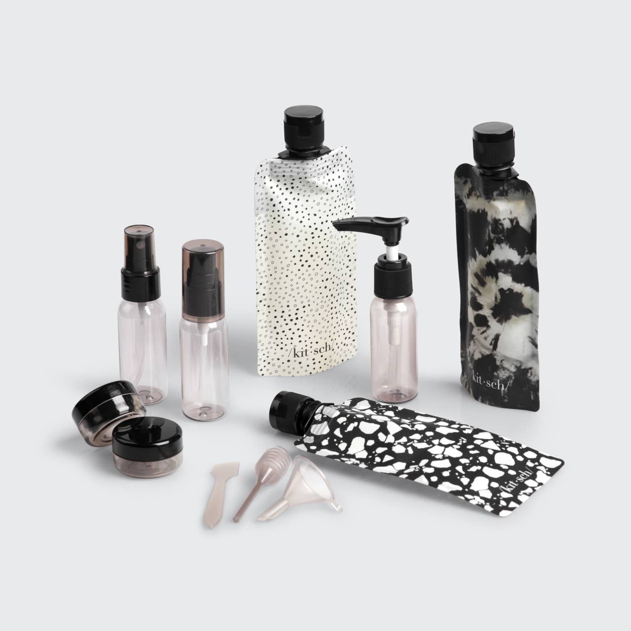 Refillable Ultimate Travel 11pc Set - Black & Ivory-KITSCH-Anna Kaytes Boutique, Women's Fashion Boutique in Grinnell, Iowa