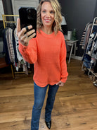 Beside The Fact Coral Knit Sweater - Coral-Sweaters-Zenana TW-3416D4-Anna Kaytes Boutique, Women's Fashion Boutique in Grinnell, Iowa