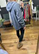 Charlie Blue-Grey Button Down Cozy Shacket-Anna Kaytes Boutique-Anna Kaytes Boutique, Women's Fashion Boutique in Grinnell, Iowa