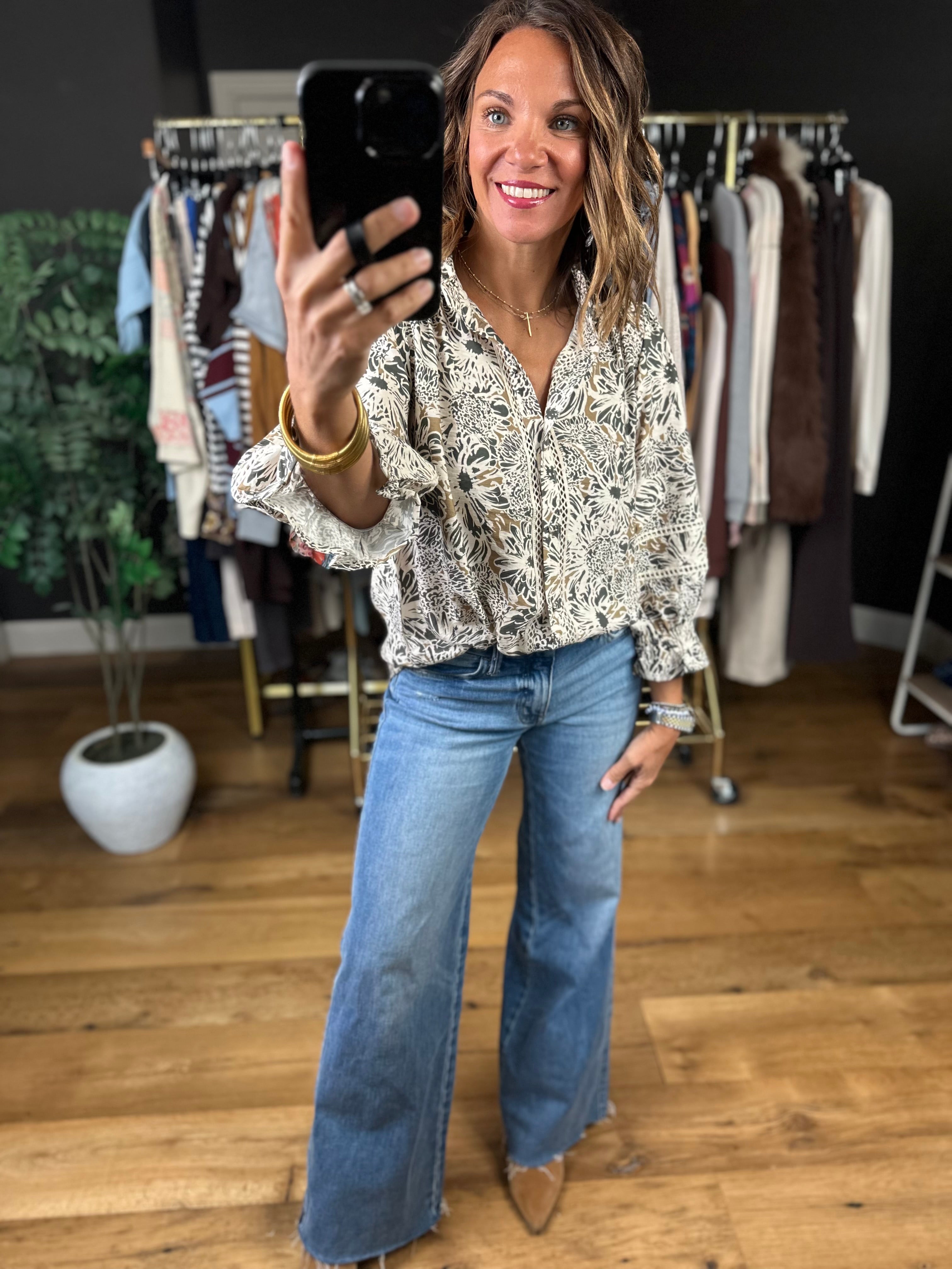 Promise Tomorrow Floral Button-Down Top-Long Sleeves-Umgee-Anna Kaytes Boutique, Women's Fashion Boutique in Grinnell, Iowa