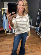 All Your Reasons Lightweight Striped Crew Sweater - White/Taupe-Staccato-Anna Kaytes Boutique, Women's Fashion Boutique in Grinnell, Iowa