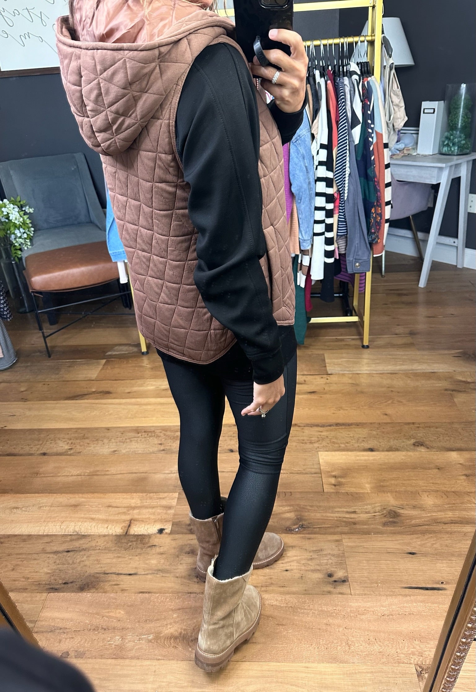 Understanding Fall Quilted Vest - Mocha-Staccato-Anna Kaytes Boutique, Women's Fashion Boutique in Grinnell, Iowa