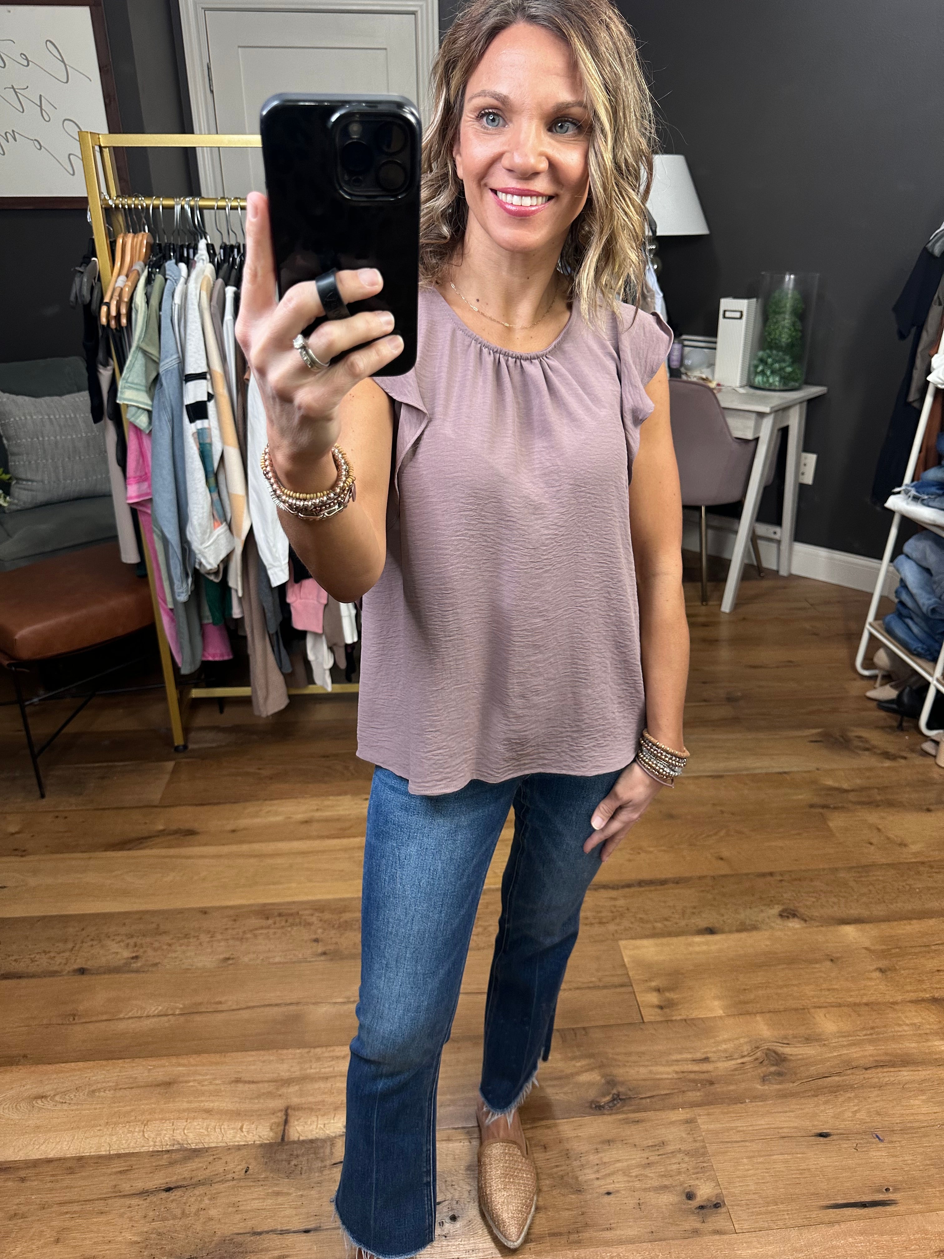 All Good Things Ruffle Top - Multiple Color Options-Short Sleeves-Les Amis T1594-Anna Kaytes Boutique, Women's Fashion Boutique in Grinnell, Iowa