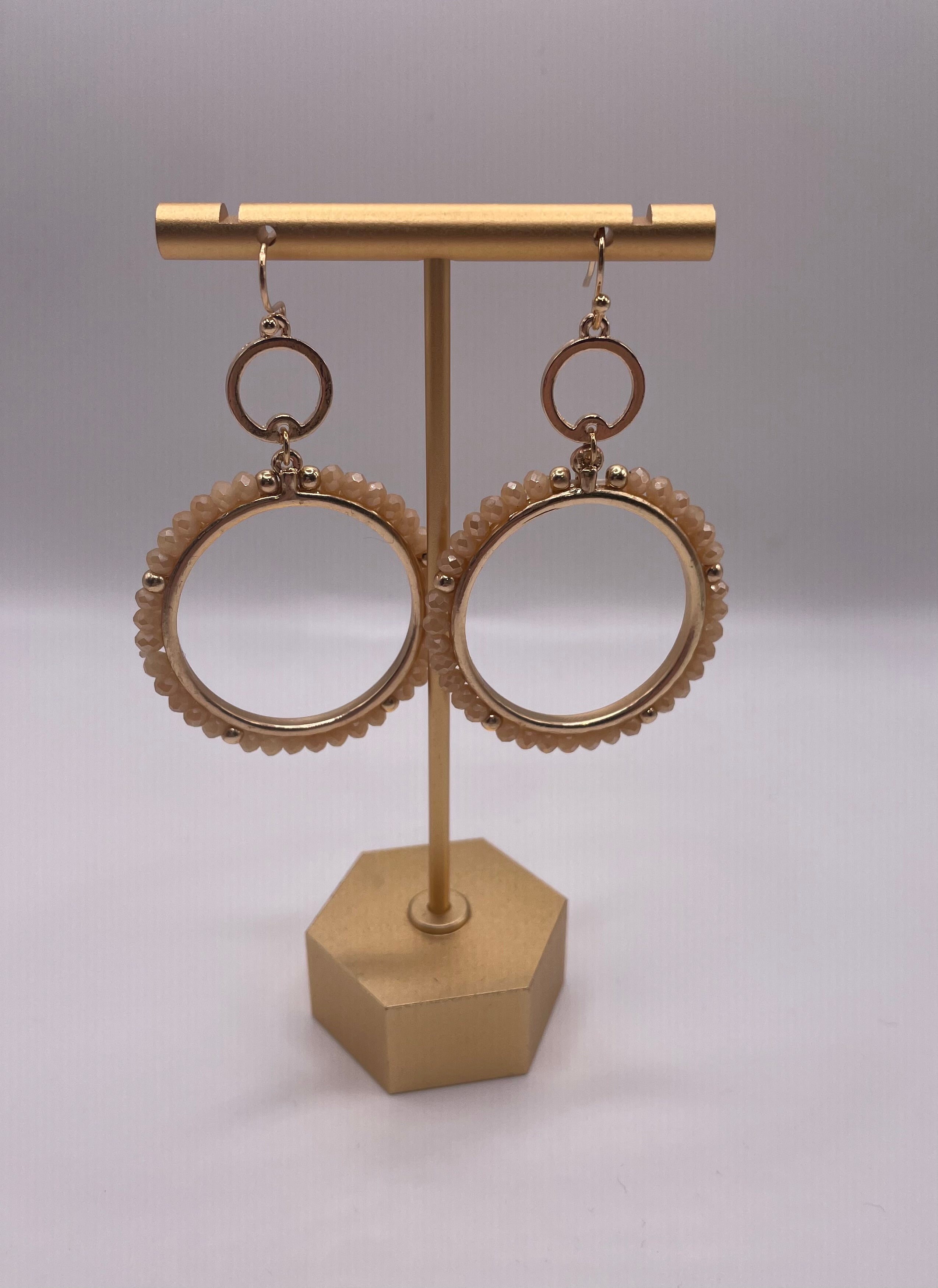 Taupe Beaded Earrings-Earrings-Anna Kaytes Boutique-Anna Kaytes Boutique, Women's Fashion Boutique in Grinnell, Iowa