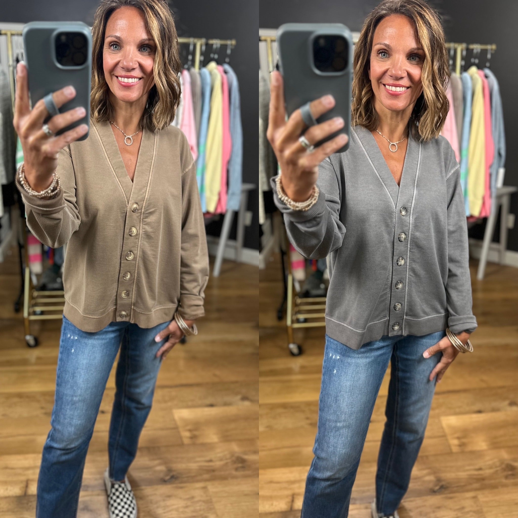 A Great Point Button Cardigan-Sweaters-JOA-Anna Kaytes Boutique, Women's Fashion Boutique in Grinnell, Iowa