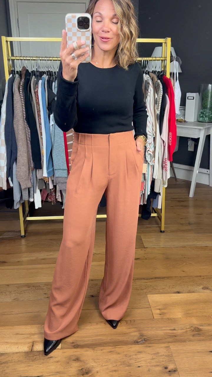 In A Haze Wide-Leg Trouser Pant - Hazelnut – Anna Kaytes