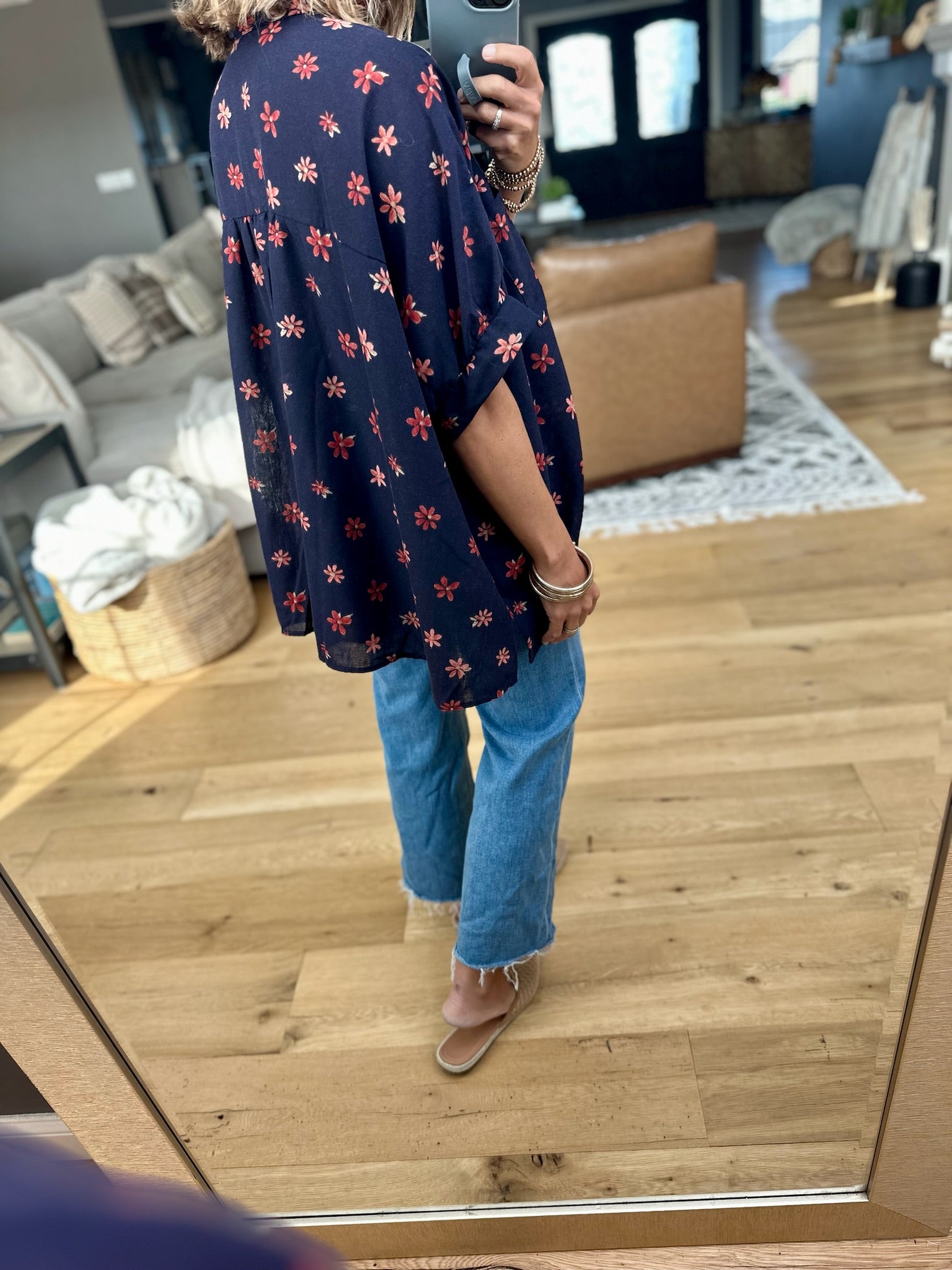 How Fall Feels Floral Oversized Button Down Top-Easel-Anna Kaytes Boutique, Women's Fashion Boutique in Grinnell, Iowa