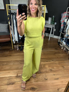 Rebuild Together Wide-Leg Pant With Crop Top - Lime-Two piece set-Very J VE60048top VE60048BOT-Anna Kaytes Boutique, Women's Fashion Boutique in Grinnell, Iowa