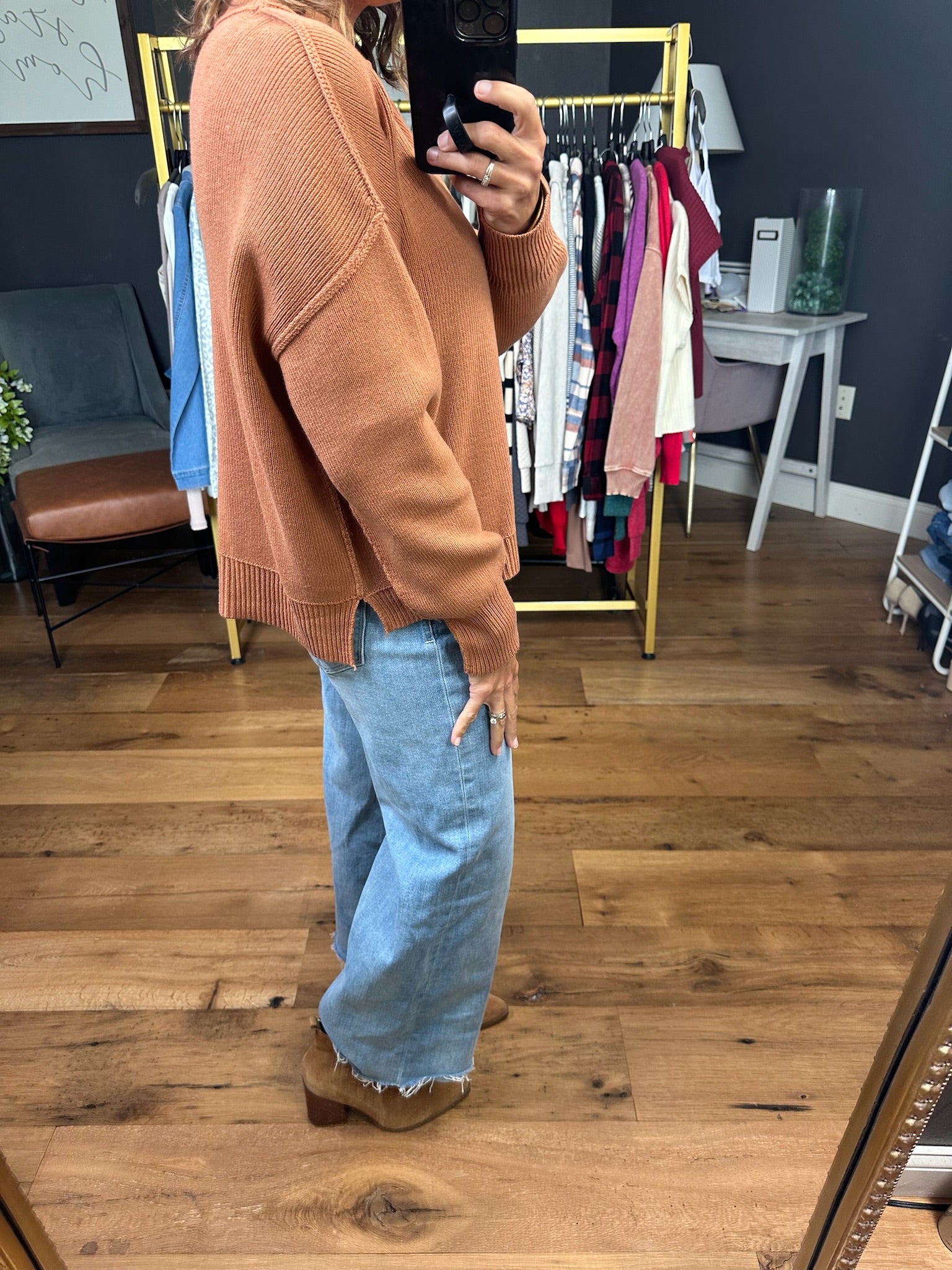 Down In Flames Knit Sweater - Apricot-Be Cool-Anna Kaytes Boutique, Women's Fashion Boutique in Grinnell, Iowa