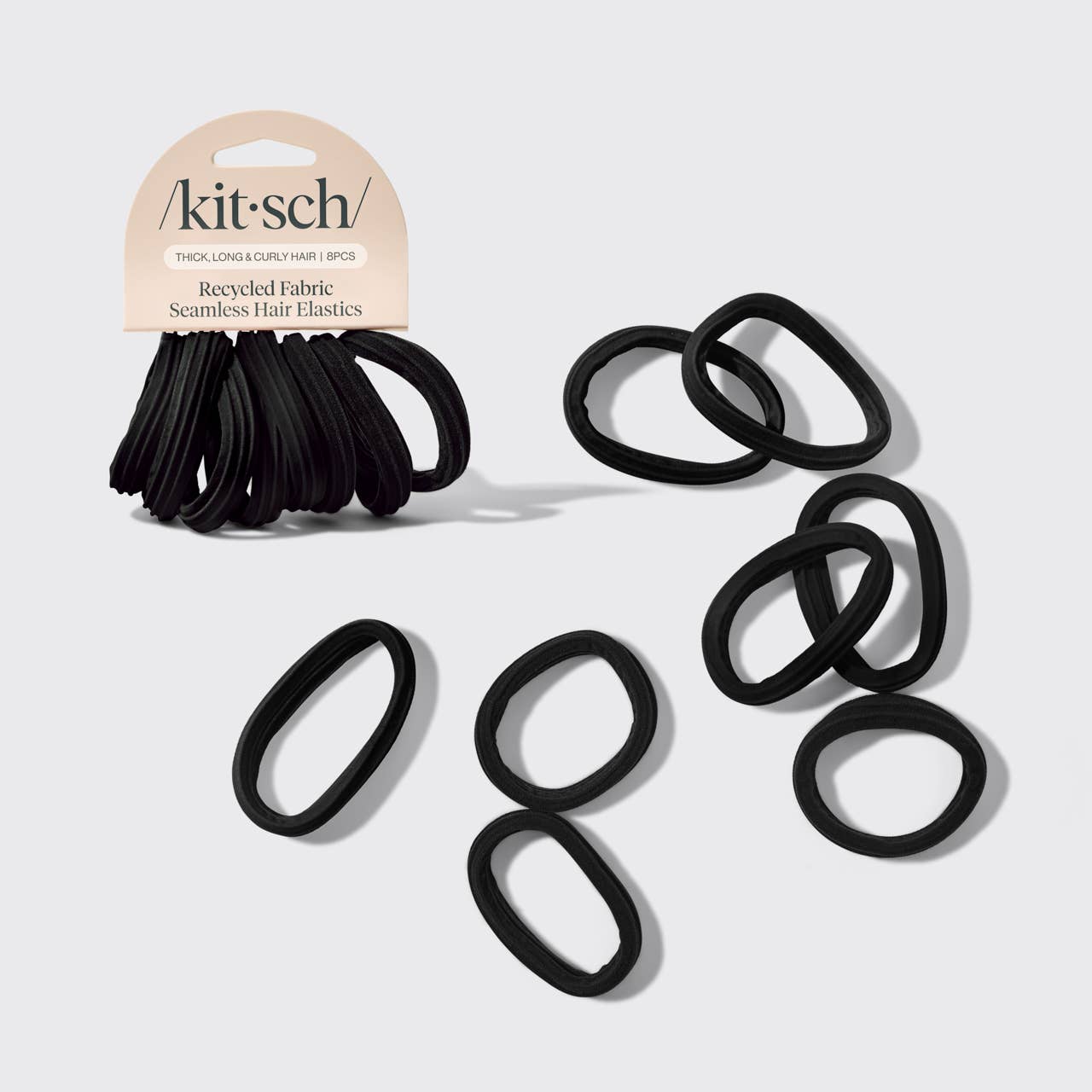 Recycled Seamless Hair Elastics 8pc Set- Black-KITSCH-Anna Kaytes Boutique, Women's Fashion Boutique in Grinnell, Iowa