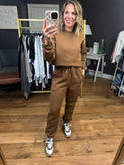 A Good Look Cropped Crew + Jogger Sweatpant Set - Cocoa Dust-Mono B-Anna Kaytes Boutique, Women's Fashion Boutique in Grinnell, Iowa