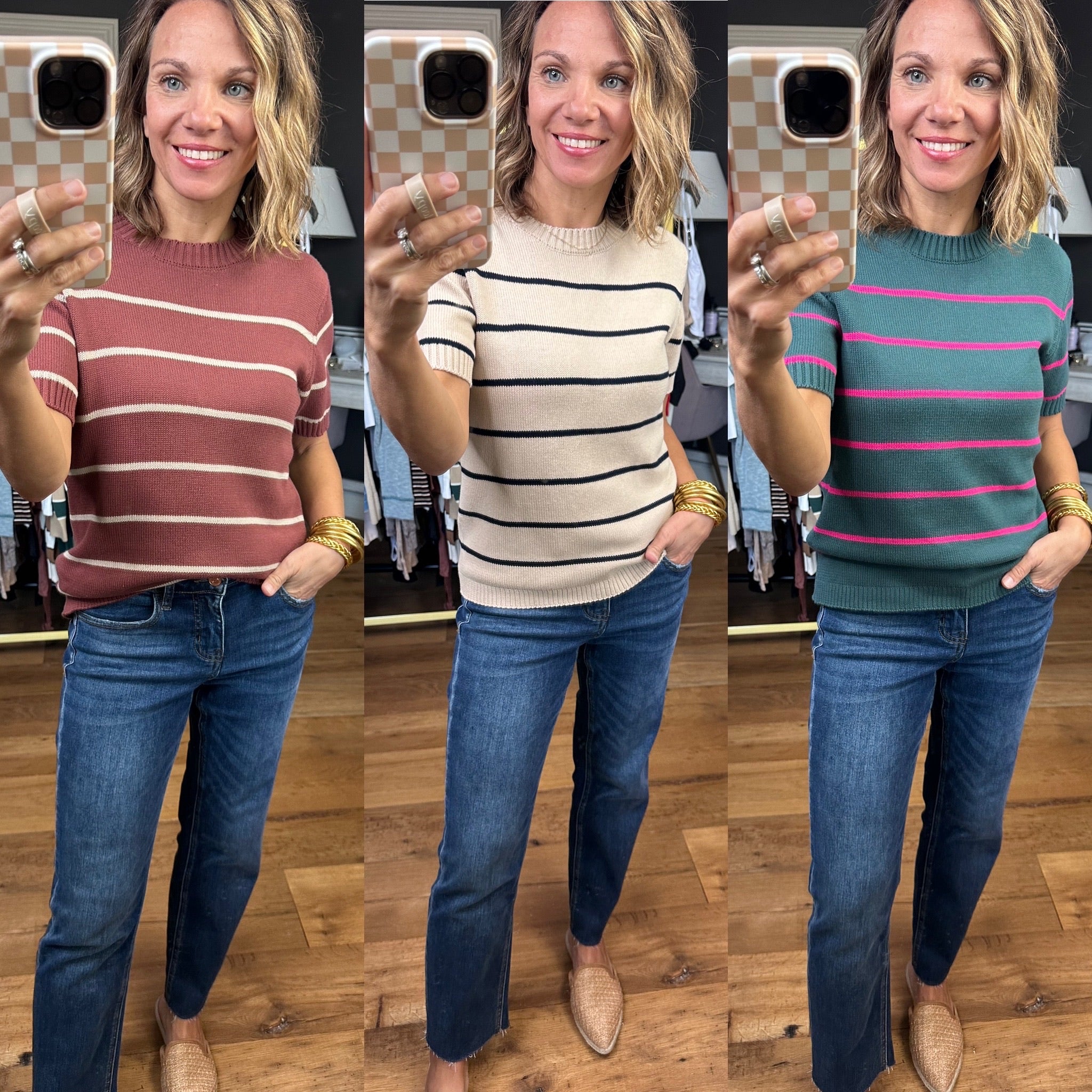 Incredible Things Striped Short Sleeve Sweater - Multiple Options-Wishlist-Anna Kaytes Boutique, Women's Fashion Boutique in Grinnell, Iowa