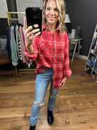 All Starts Now Plaid Button Down Top - Paprika-Long Sleeves-La Miel SRT-7808-z1-Anna Kaytes Boutique, Women's Fashion Boutique in Grinnell, Iowa