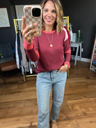 Good Enough Textured Long Sleeve Top - Burgundy-Aemi & Co-Anna Kaytes Boutique, Women's Fashion Boutique in Grinnell, Iowa