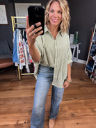 In Perfect Harmony Boyfriend Dolman Button-Down Top - Cream/Olive-Wishlist-Anna Kaytes Boutique, Women's Fashion Boutique in Grinnell, Iowa