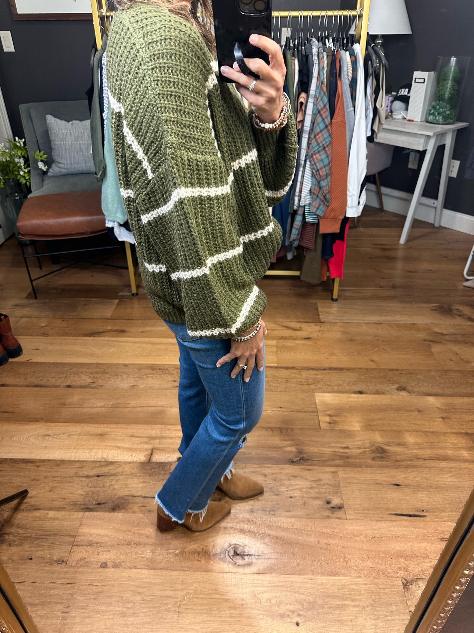 For Tonight Striped Knit Oversized Sweater - Multiple Options