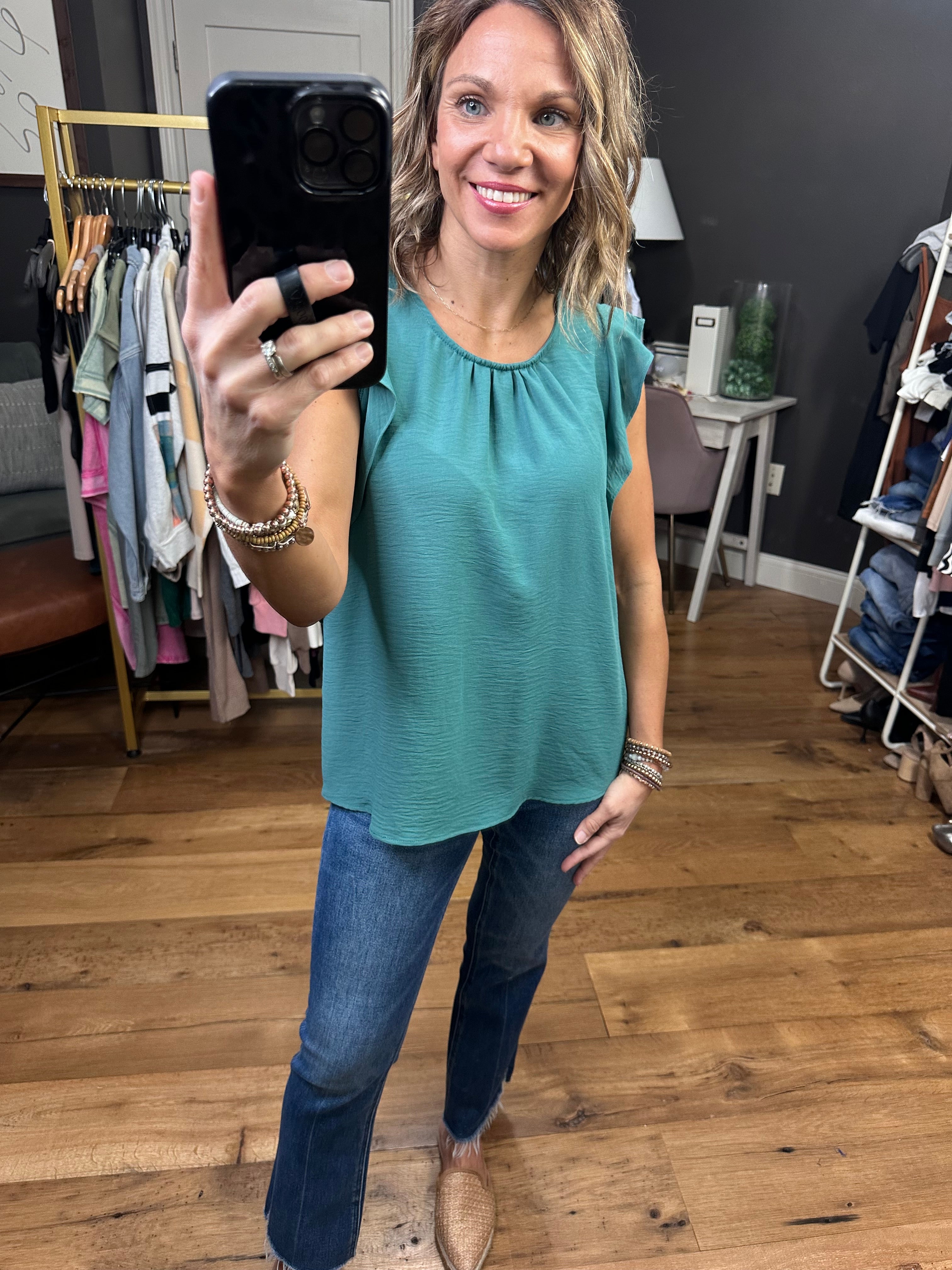 All Good Things Ruffle Top - Multiple Color Options-Short Sleeves-Les Amis T1594-Anna Kaytes Boutique, Women's Fashion Boutique in Grinnell, Iowa