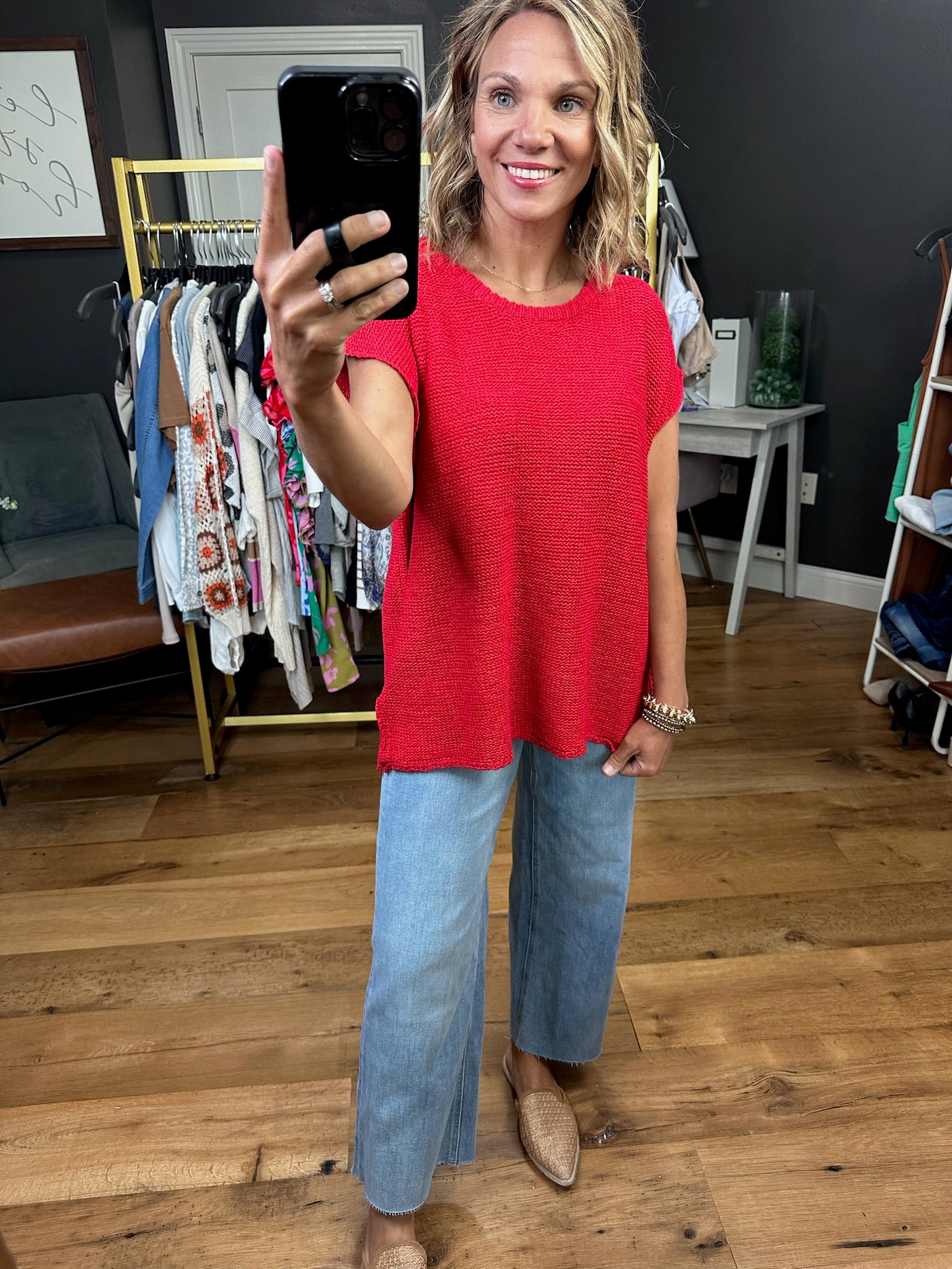 Love & Freedom Knit Top - Cherry-Short Sleeves-Wishlist-Anna Kaytes Boutique, Women's Fashion Boutique in Grinnell, Iowa