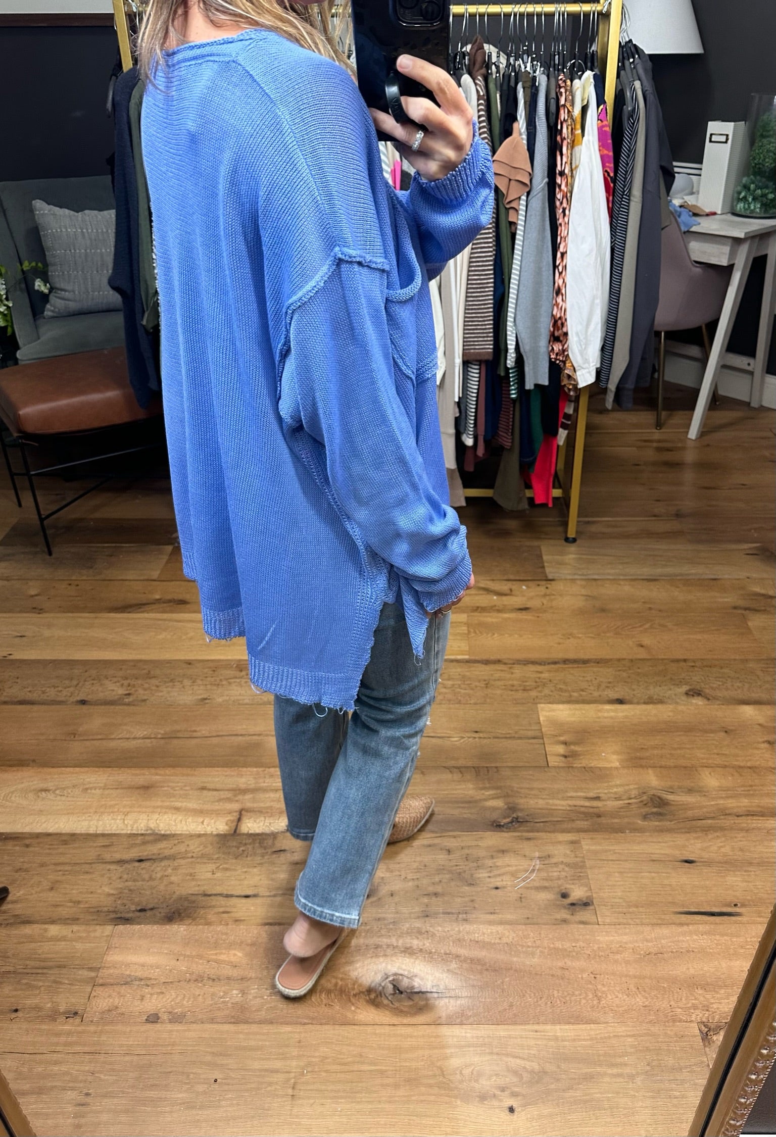 All We Know Oversized Knit Sweater - Periwinkle Blue