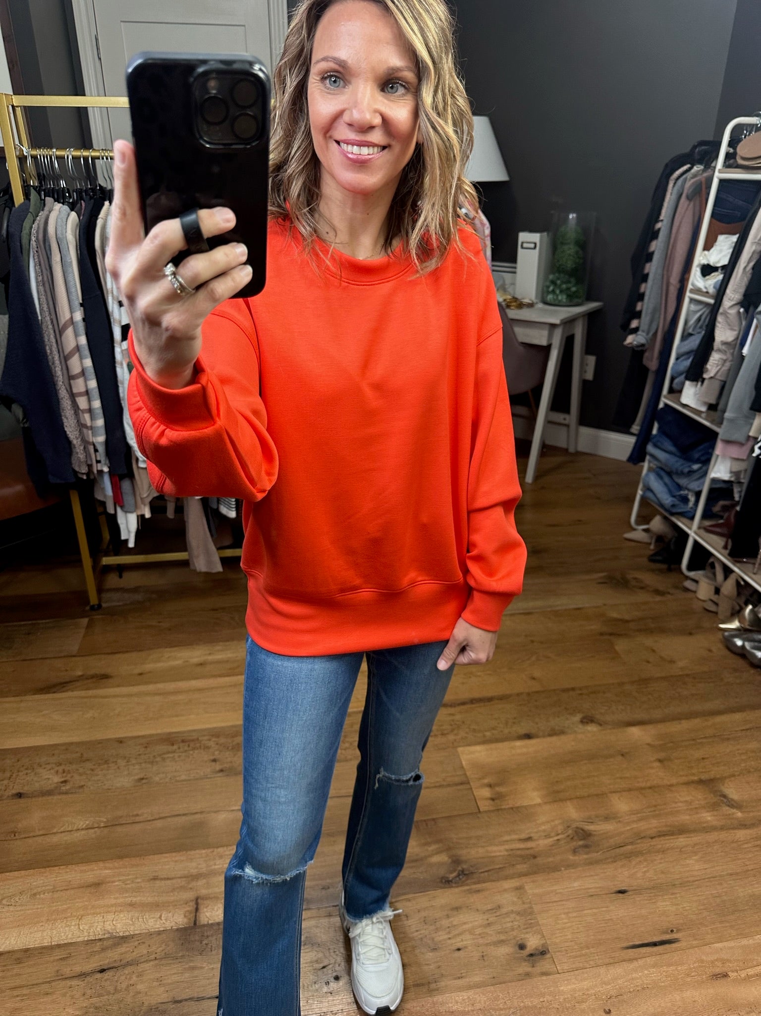 Sell It Scuba Crewneck Sweatshirt - Red Orange